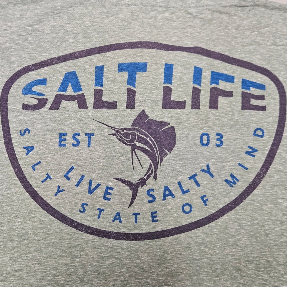 Salt‎ Life Graphic T-Shirt Mens XLG Gray Marlin Live Salty Tri-blend Fishing Tee